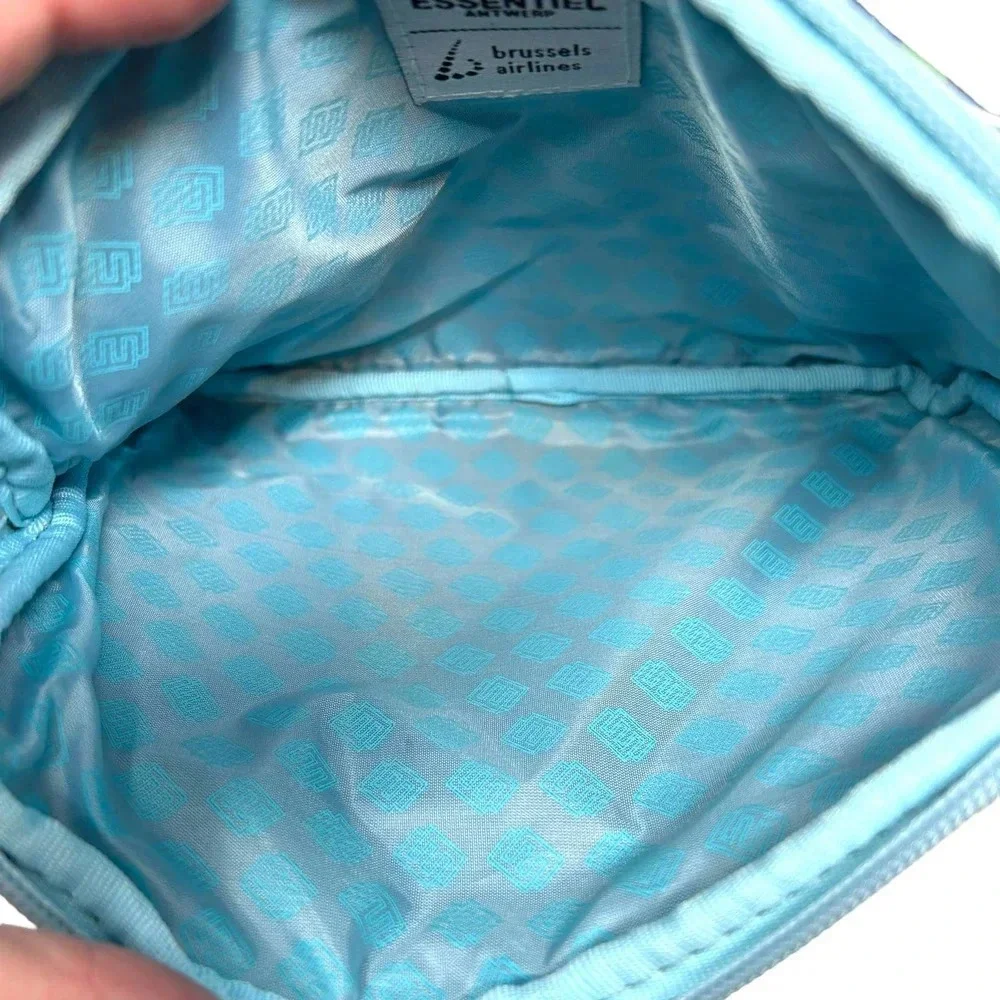 Essentiel Antwerp‎ Good Vibes Green Neoprene Zip Around Pouch Cosmetic Bag